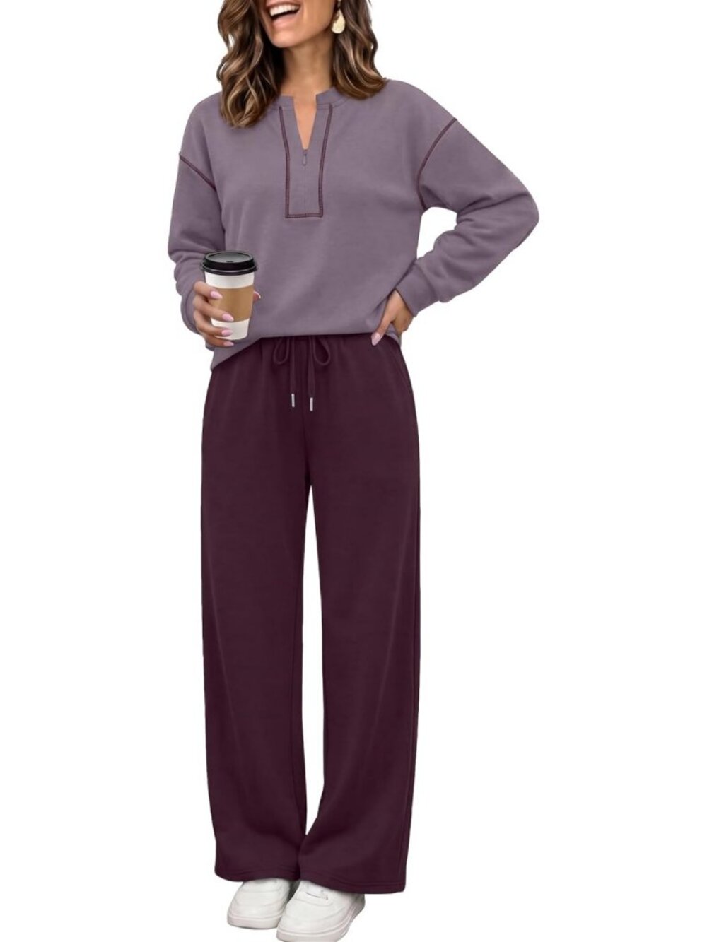 Chic 2-Piece Casual Lounge Set for Women | Stylish Fall Outfit | Comfy & Trendy
